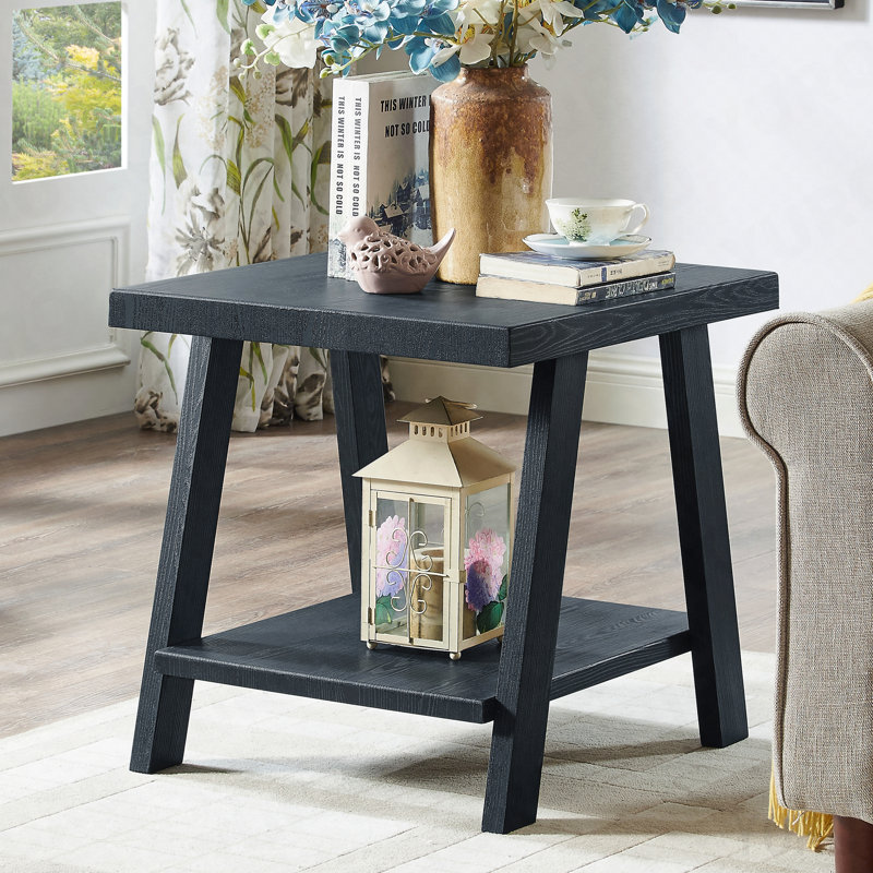 Table de bout en bois à finition noire Athens, 23" H x 24" W x 22" D, Black