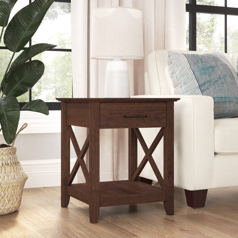 Huckins End Table with Storage, Bing Cherry