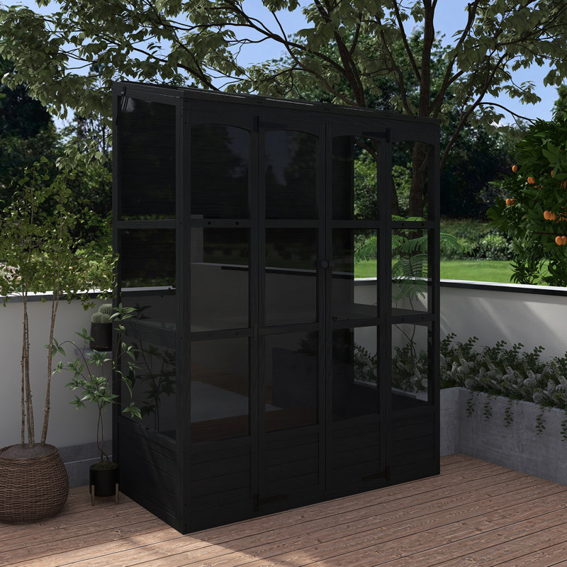 78-Inch Wooden Greenhouse Cold Frame, Black