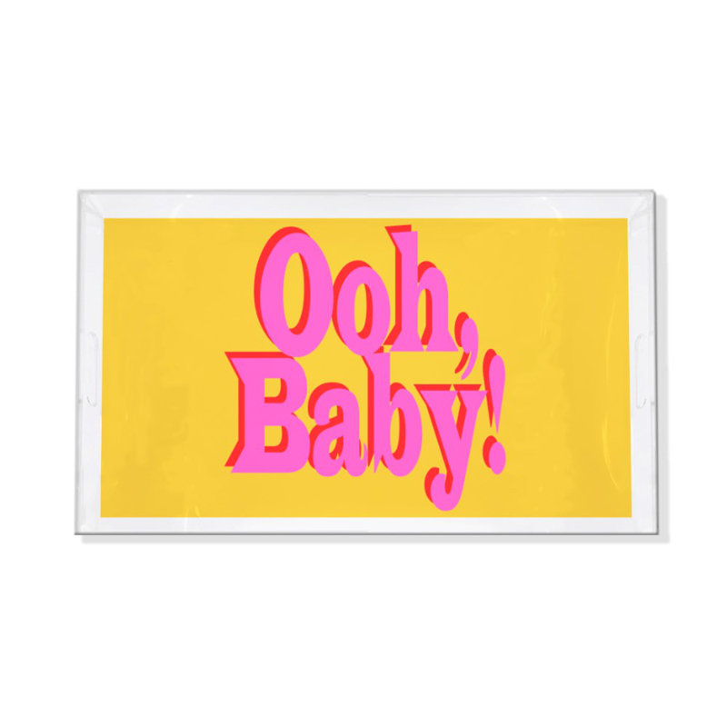 Ooh Baby Acrylic Rectangle Decorative Tray, Pink/Red/Yellow