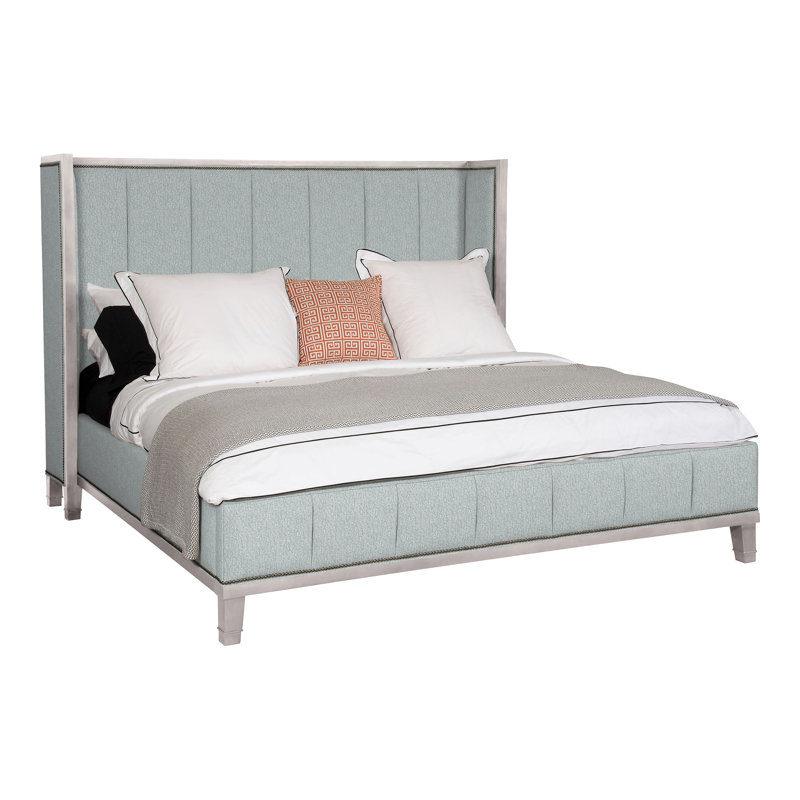 Mattingly Upholstered Wingback Bed, Dove Gray, Ian Haze, No