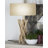 Light Brown Tews Driftwood Handmade 23" Table Lamp with Cream Linen Shade