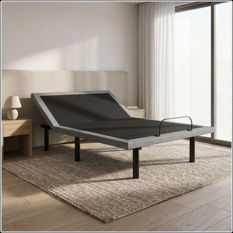 Base de lit grand et réglable OS4 noir et gris avec réglages de la tête et des pieds pour un confort personnalisé