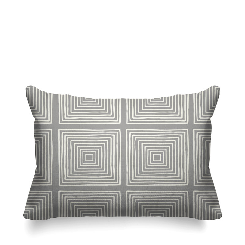 Abstract Outdoor Reversible Throw Pillow, Gray
