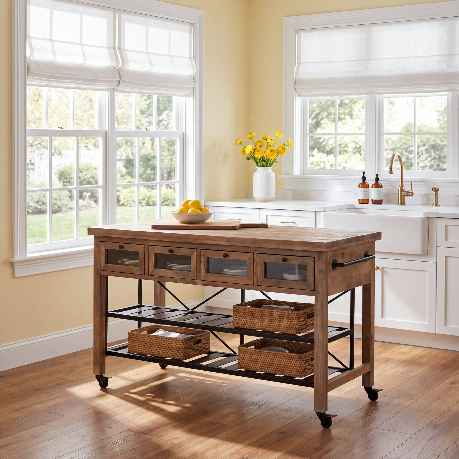 Cadhla Solid Wood Kitchen Island