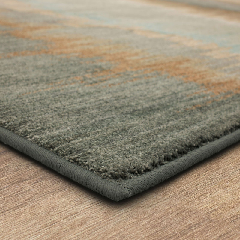 Euphoria Abyss Blue and Brown Abstract Area Rug