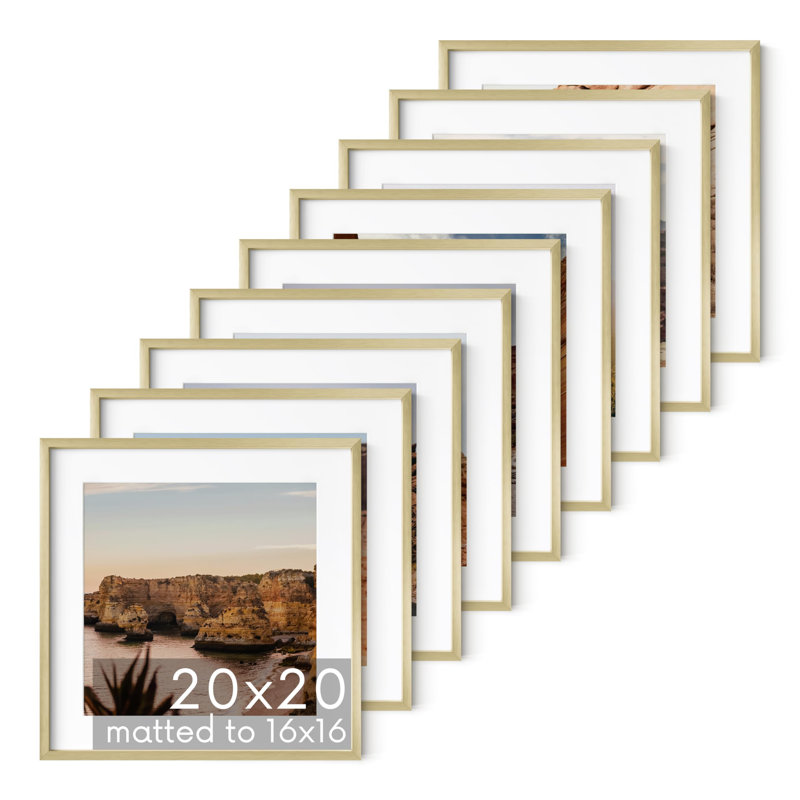 Cadre photo en bois, Doré, Métal métal, L 20 po x H 20 po