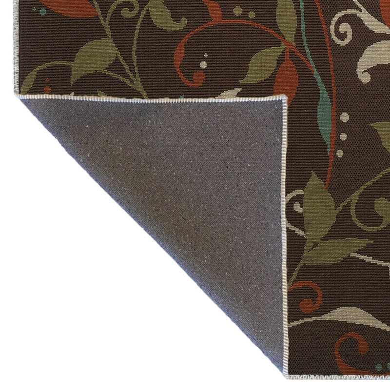 Tapis décoratif moderne multicolore à motif floral de lierre brun, Rectangle 4 pi x 6 pi 7 po