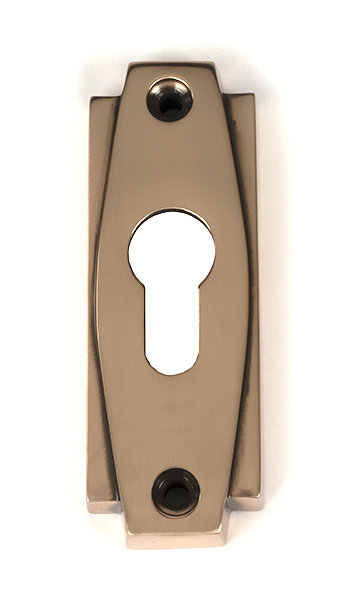 Art Deco Bronze Euro Escutcheon, Polished Bronze