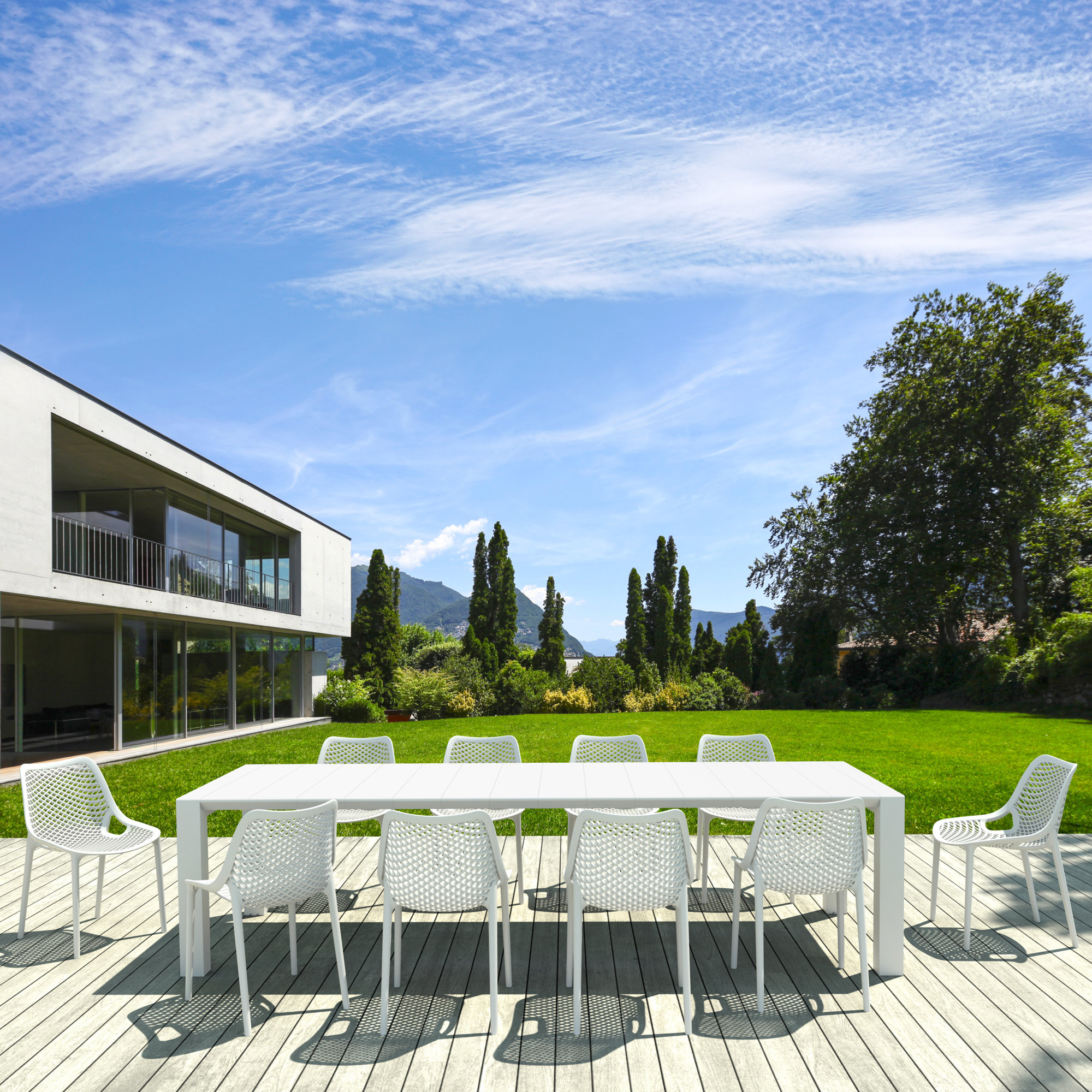 Farrah 11-Piece Extendable Patio Dining Set, White
