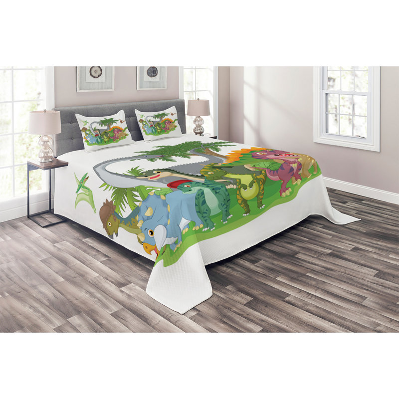 Jurassic Modern & Contemporary Polyester Coverlet, King Bedspread + 2 Shams