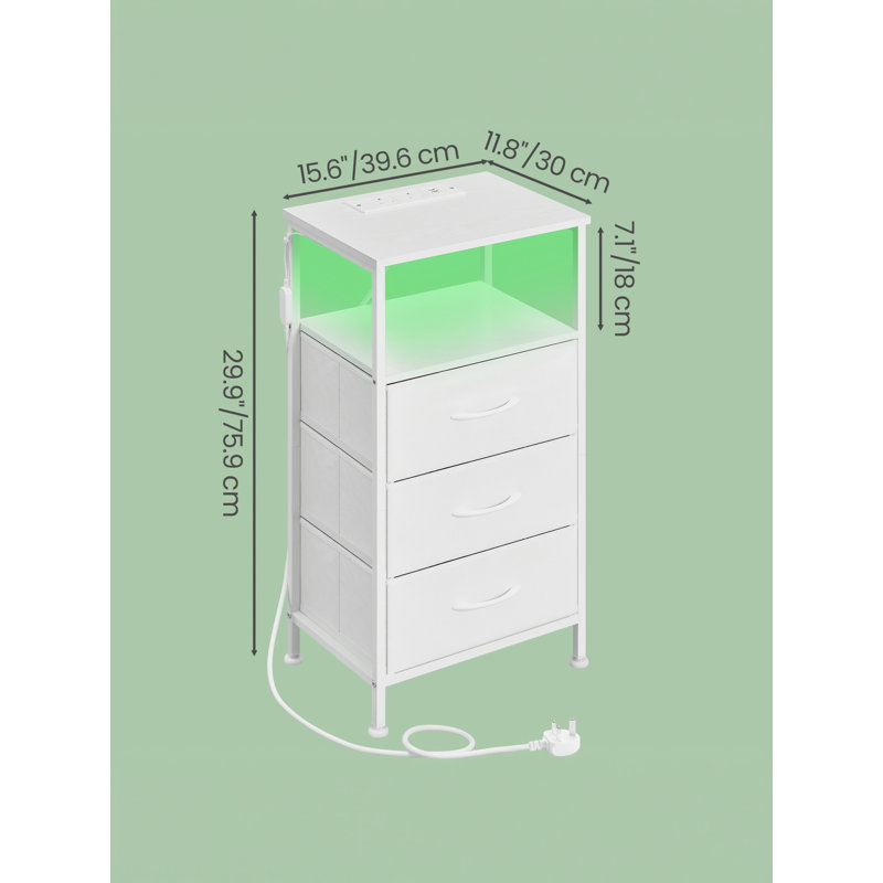 30cm W Steel Bedside Table