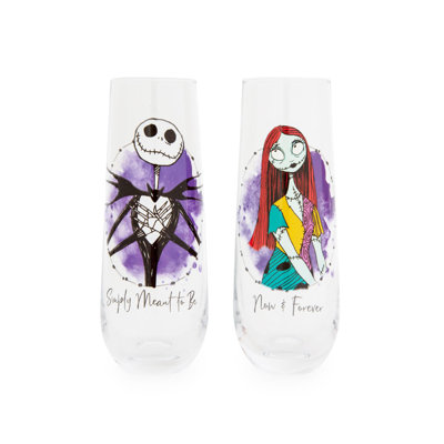 Jack et Sally 2 pièces 9 oz. Ensemble de flûtes en verre