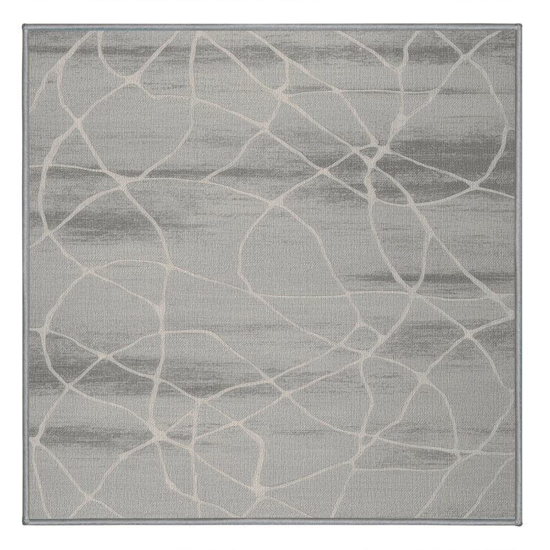 Tapis abstrait gris lavable à la machine, Carré 3 pi