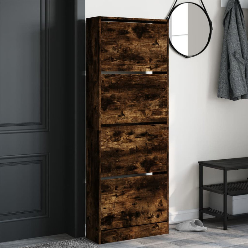 6 paires de rangement pour chaussures, Chêne fumé, 23.6" x 8.3" x 64.4"