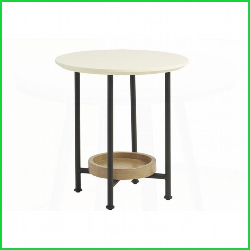 Beaumont Oval Coffee Table with White MDF Top &amp; Black Metal Legs, Space-Saving Shelf &amp; Easy Assembly