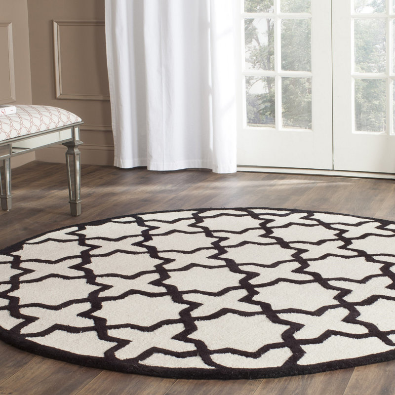 Cannen Hand Tufted Wool Geometric Rug, Round 6'