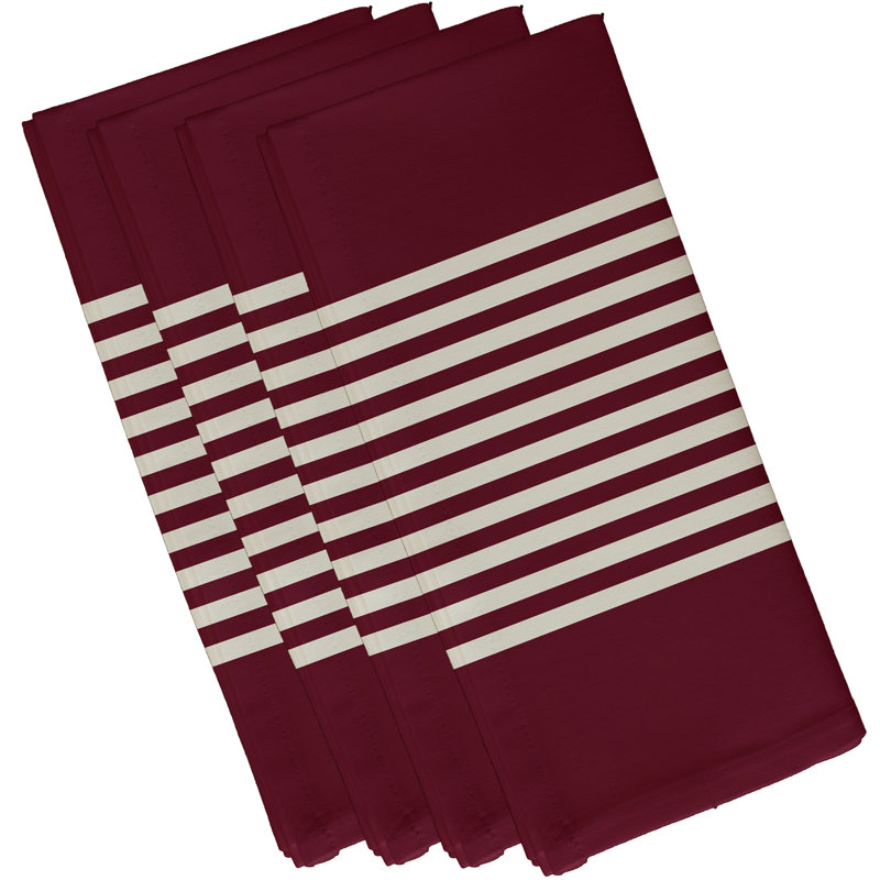 Ensemble de serviettes 4 pièces Alameda, L 18 po x L 18 po, Rouge / ivoire