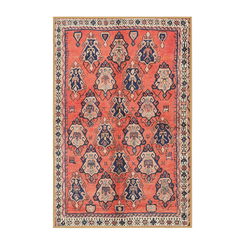Tapis orange / beige / bleu, Rectangle 7 pi x 9 pi