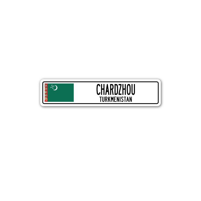 Plaque de rue Bolin, drapeau du Turkménistan, H 4 po x l 18 po x P 1 po