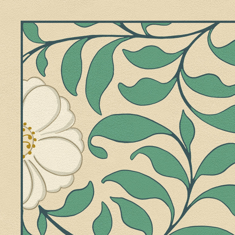 Hawarden Vinyl Floral Indoor Rug, Rectangle 4' x 6'