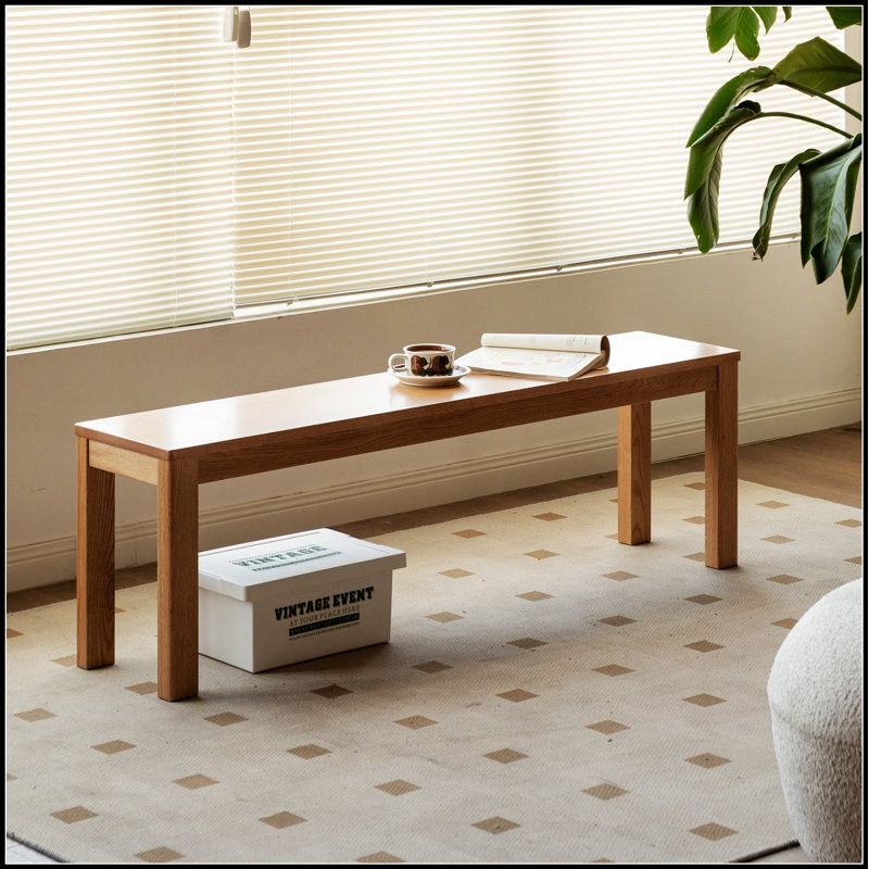 Natural Oak Wood Dining Bench For Living Room, Durable And Visually Appealing With Exquisite Grain Pattern