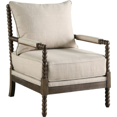 Beige And Natural Sitting Chair For Living Area - 38 Inches Height X 34 Width Traditional Fabric Armchair With Comfort 38" 34" 29.5