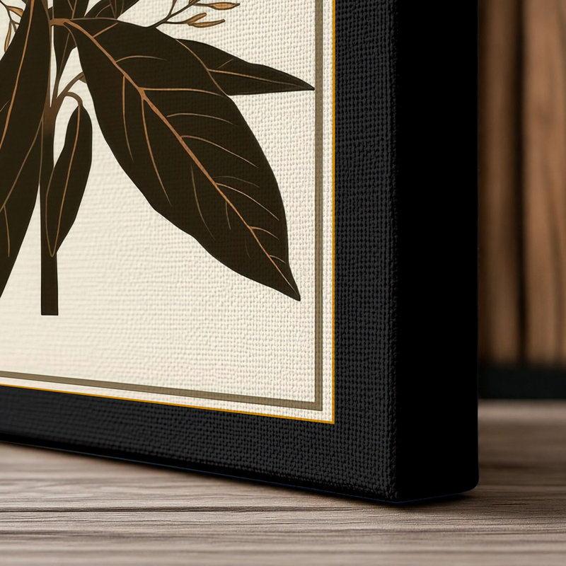 Moonlit Cherry Blossom Japandi - Wrapped Canvas, 18x12 - 45.7 x 30.5 cm, Black Border
