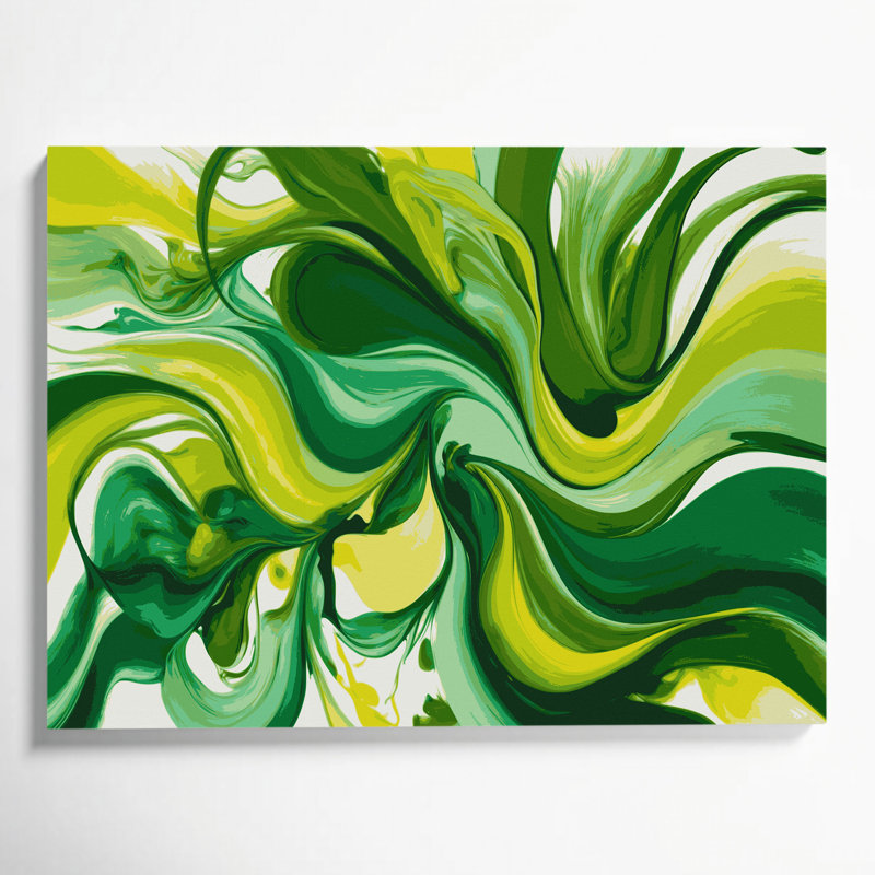 «Lyrical Abstraction 64», art mural sur toile verte, H 20 po x l 30 po