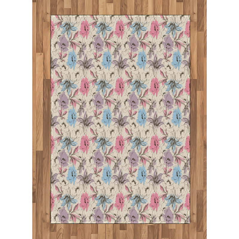 Tapis décoratif floral à haute densité en fibres de polyester, Rectangle— 4 pi x 5 pi 8 po