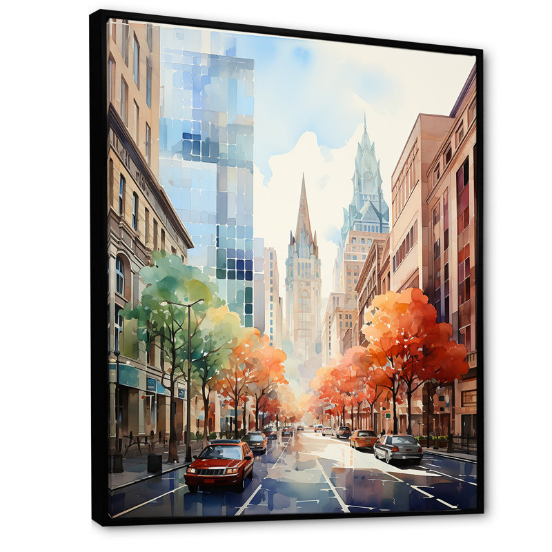Salamina Skyscrapers Urban Heights, reproduction d'art sur toile encadrée, H 32 po x l 24 po x P 1 po, Cadre flottant noir