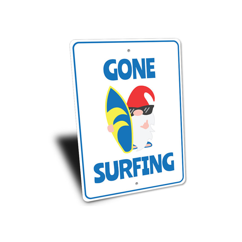 Signe de surf en aluminium, H 14 po x l 10 po x P 0,04 po