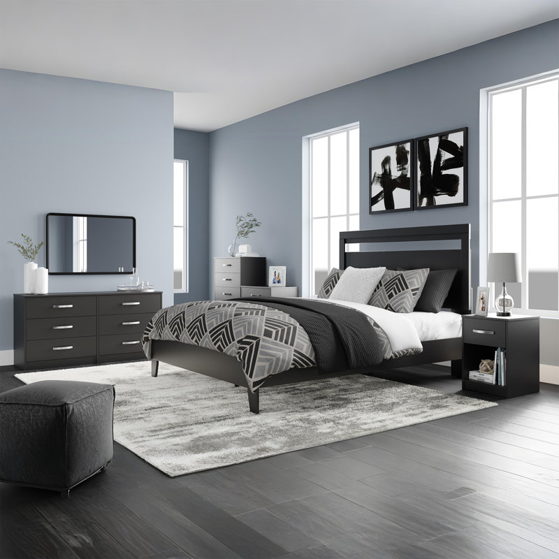 Dymone 6 - Drawer Dresser, Black, 26.22" H x 52.72" W x 15.83" D