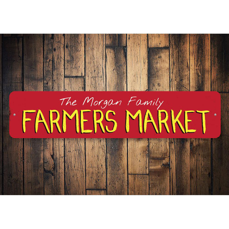 Family Farmers Market Custom Aluminum Sign, 6" H x 24" W x 0.06" D, Yes