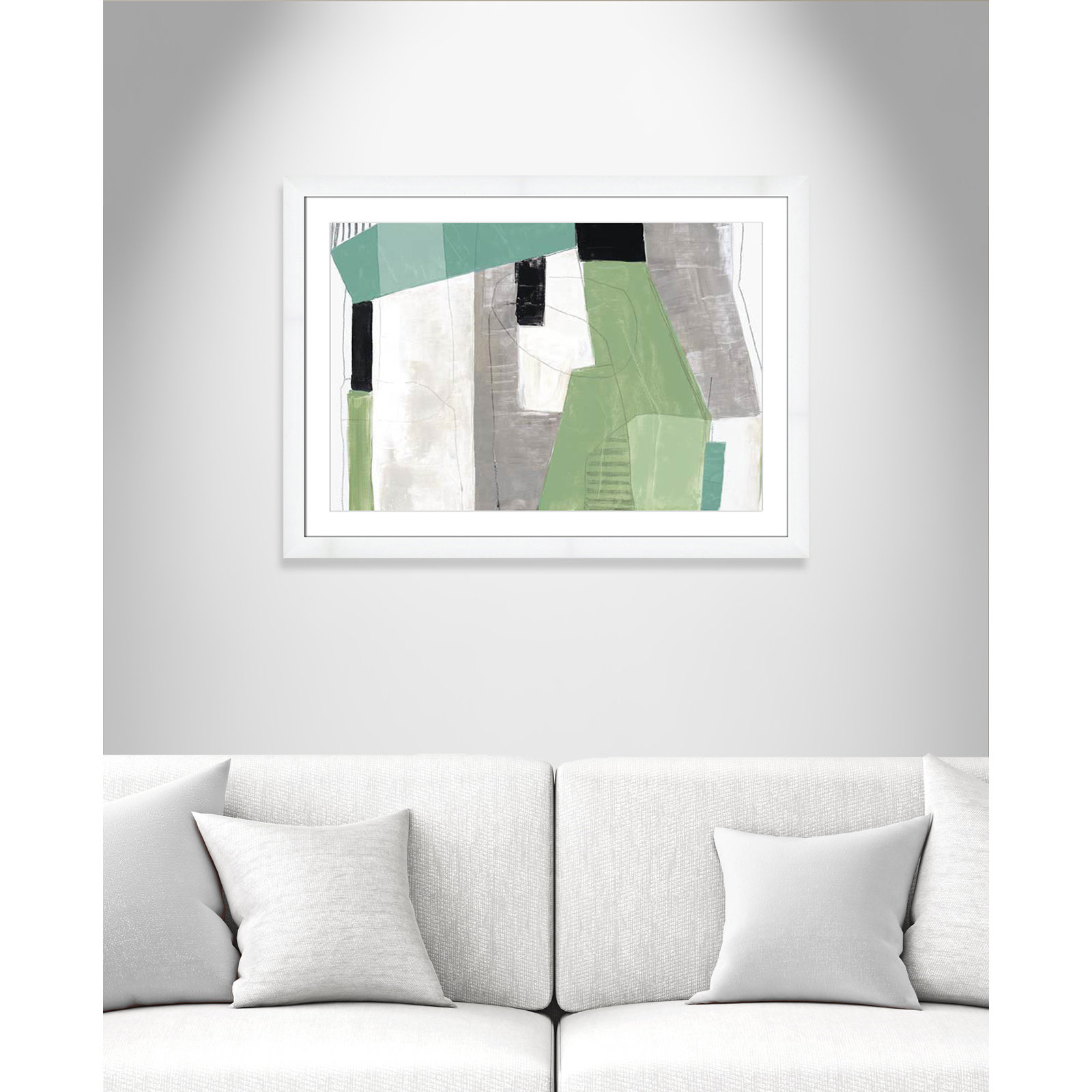 Evergreen Essence by Tom Reeves, White, 27" H x 37" W x 1.25" D, White Cube Frame - Matted Fine Art Paper Print