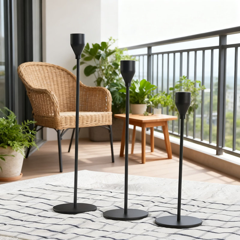 Matte Black Metal Taper Candle Holder Set Of 6, Vintage Candlestick Holders With Heavy Base For 3/4 Inch Candles, Decorative Centerpiece For Wedding Dinner Party Table Decor