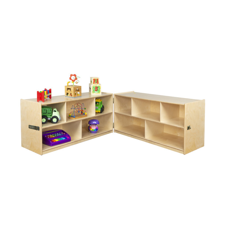 Natural Wood 38" Folding Kids Storage Unit