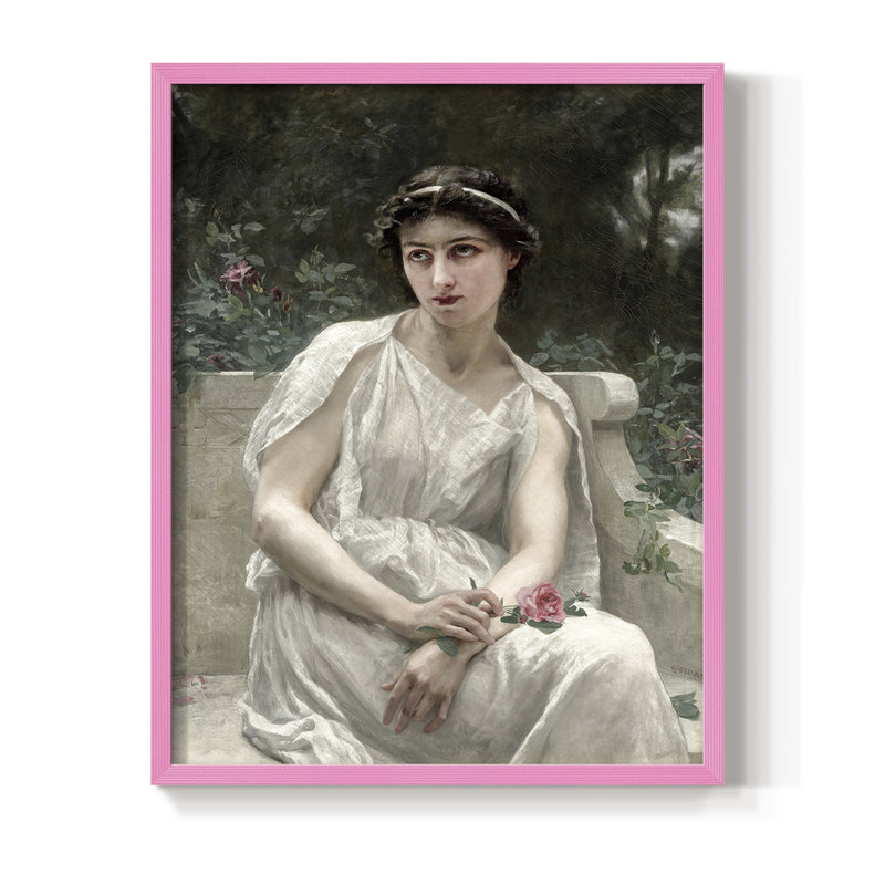 «Vintage Portrait Print», reproduction encadrée C XXVII - bois massif, H 30 po x l 24 po, Rose