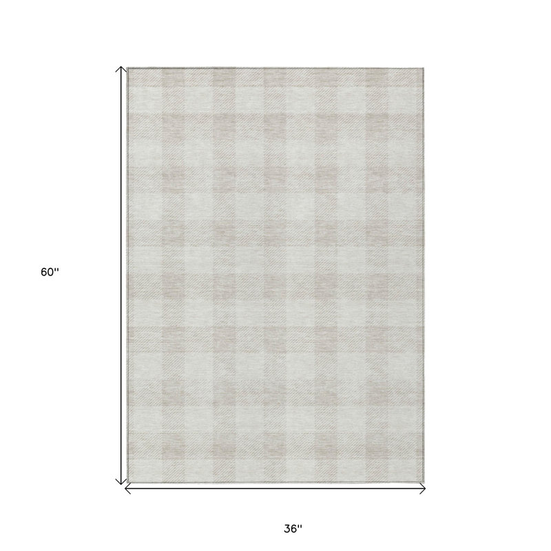 Tapis extérieur lavable à carreaux ivoire et beige 3 pi x 5 pi