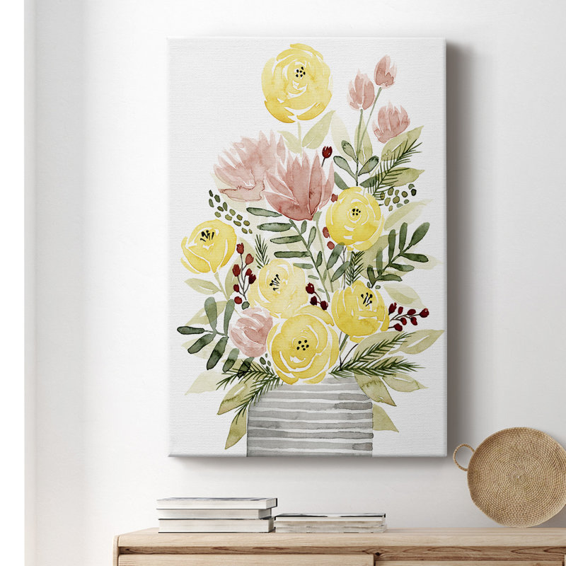 «Blush Bouquet II», peinture sur toile tendue, H 18 po x l 12 po x P 1 po