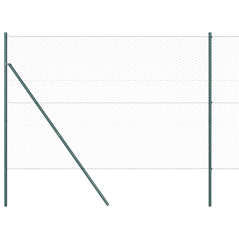 Vidaxl Fence With Posts PVC-Coated Steel, Green, 150cm H x 2500cm W x 3.2cm D