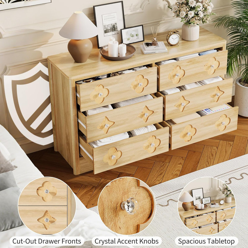 Commode à tiroirs pour chambre à coucher, commode large, commode, commode en bois avec armoire de rangement pour vêtements
