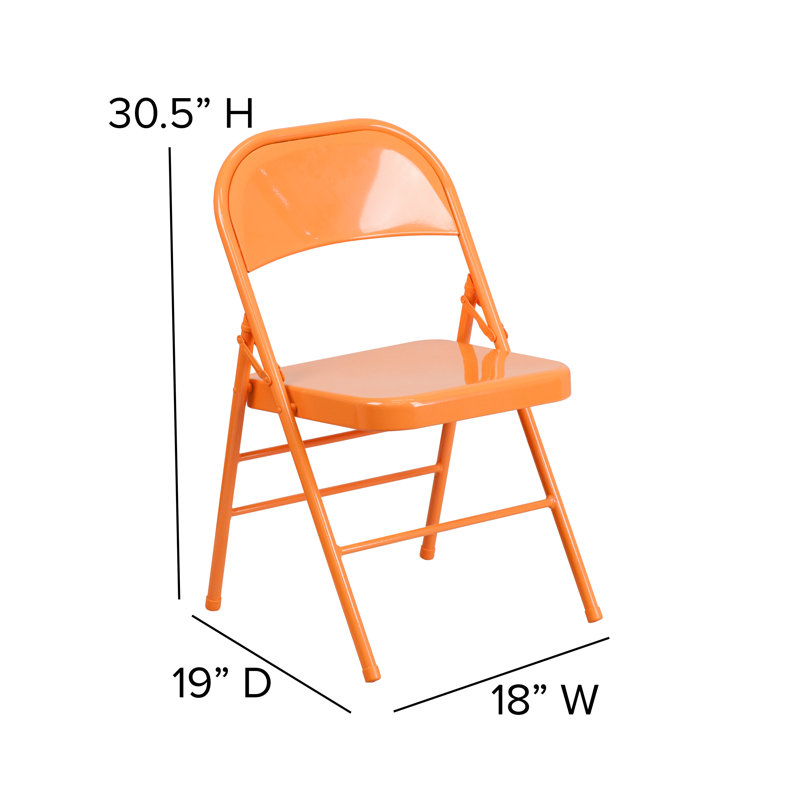 Oliverson Double Braced Metal Folding Chair, Orange