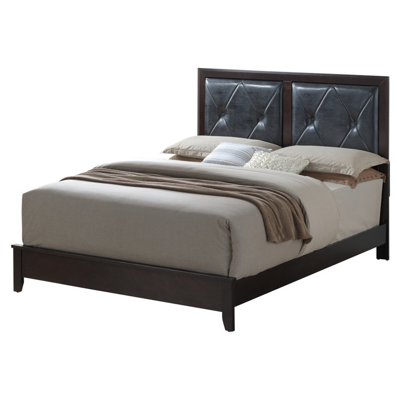 Quick Assembly Mdf Espresso Bed For Relaxation With Transitional Style