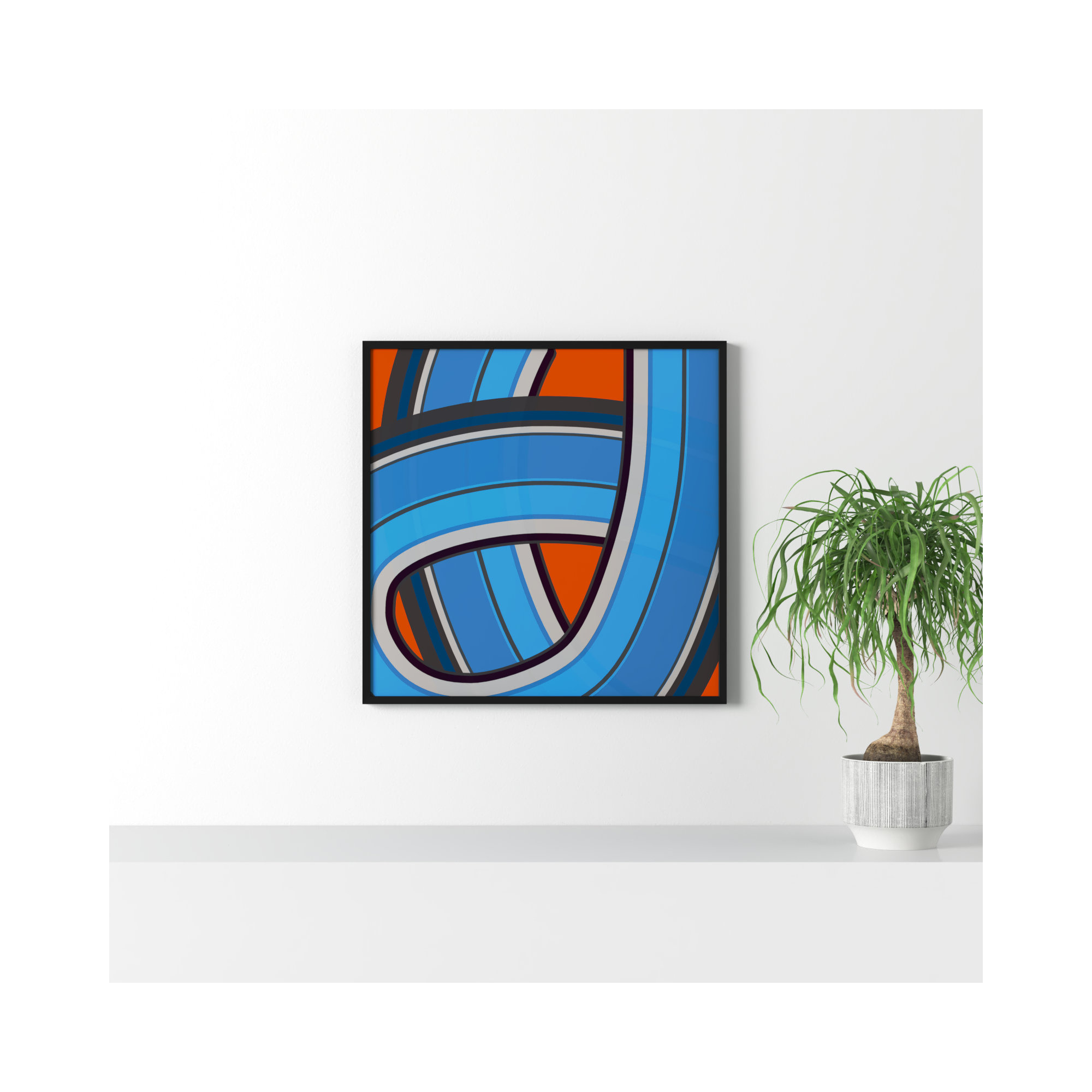Twist Series I Twisted River by Jacques Pilon - Picture Frame Graphic Art on Paper, 30" H x 30" W x 1.25" D, Black