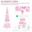 Arbre de Noël artificiel enneigé 7,5 pi avec forme de crayon, branches de pin réalistes, lumières DEL blanc chaud, ouverture automatique, rose et blanc-1320615597
