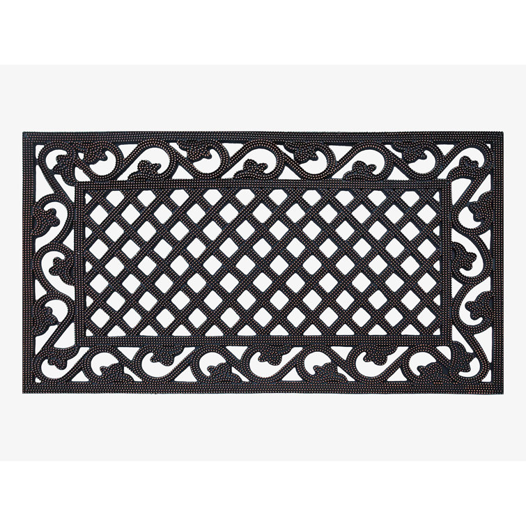 SUNNOW Rubber Front Door Mat Outdoor Entrance, Geometric Textured Non Slip  Durable Large Doormat, Heavy Duty Outside Door Rug for High Traffic Areas