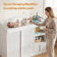 Commode 4 tiroirs 44,3 po avec plateau à langer - plateau amovible, tablettes ouvertes, poste de rangement pour chambre de bébé avec rangement