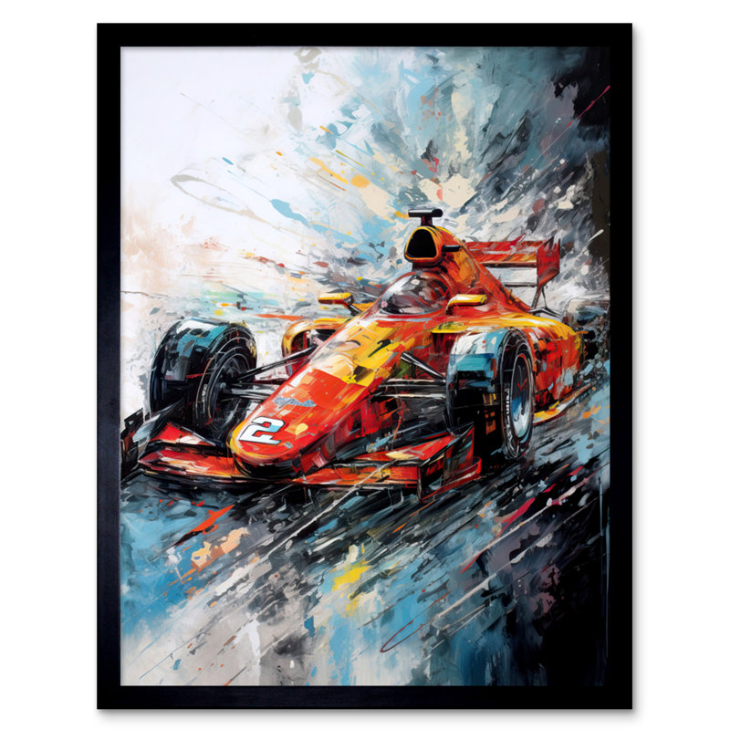 Llovera Orange Race Car Grand Prix Action Shot - Single Picture Frame Print