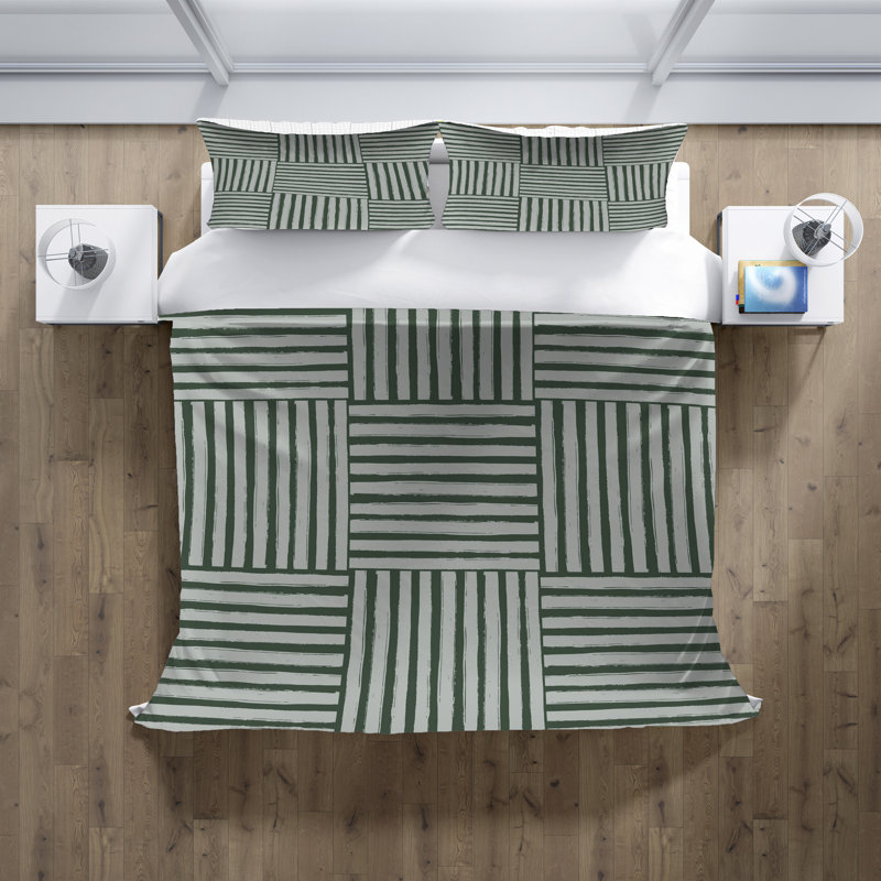 Polyester Striped Duvet Cover, Queen Duvet Cover + 2 Queen Shams